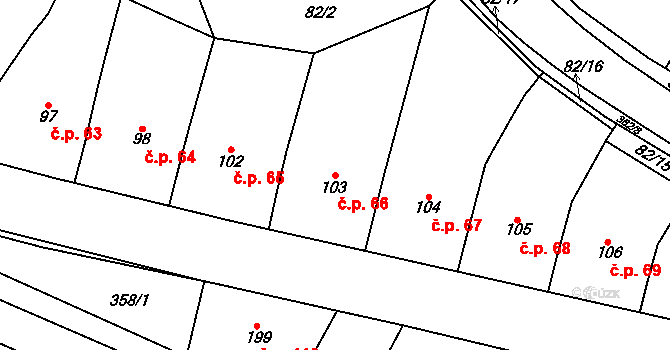 Mramotice 66, Znojmo na parcele st. 103 v KÚ Mramotice, Katastrální mapa