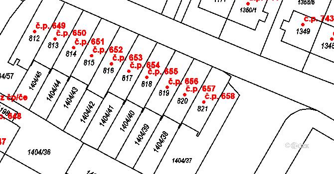 Brtnice 656 na parcele st. 819 v KÚ Brtnice, Katastrální mapa