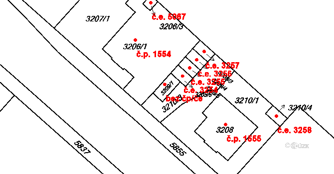 Jihlava 3259 na parcele st. 3209/1 v KÚ Jihlava, Katastrální mapa