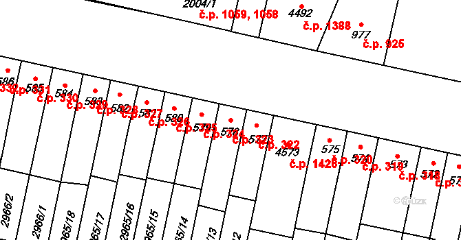 Kyjov 323 na parcele st. 578 v KÚ Kyjov, Katastrální mapa
