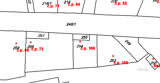 Úvaly 168 na parcele st. 254 v KÚ Úvaly u Prahy, Katastrální mapa