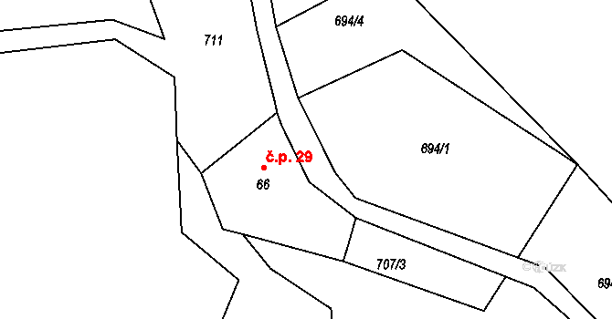 Roudnice 29, Jestřabí v Krkonoších na parcele st. 66 v KÚ Roudnice v Krkonoších, Katastrální mapa