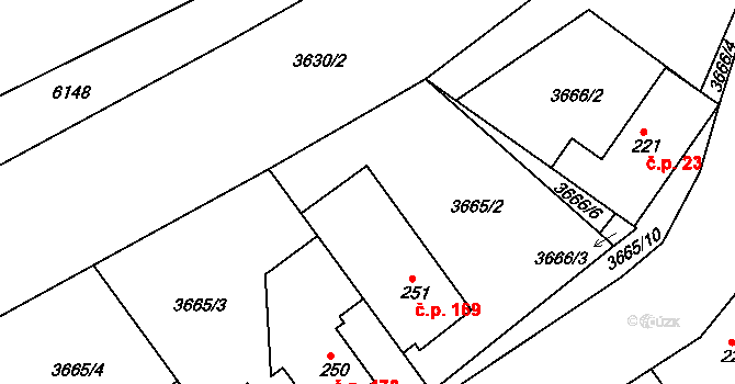 Loukov 169 na parcele st. 251 v KÚ Loukov u Bystřice pod Hostýnem, Katastrální mapa