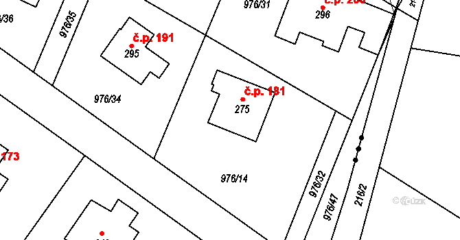 Želivec 181, Sulice na parcele st. 275 v KÚ Sulice, Katastrální mapa