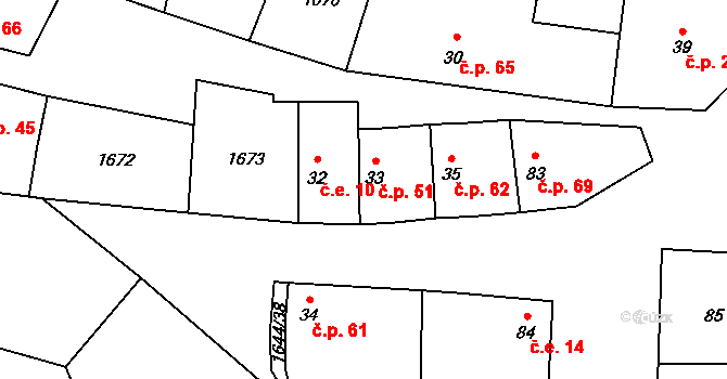 Brníkov 51, Mšené-lázně na parcele st. 33 v KÚ Brníkov, Katastrální mapa