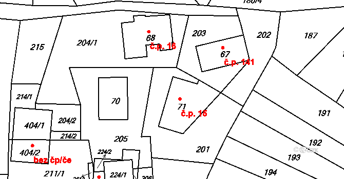 Sklenařice 15, Vysoké nad Jizerou na parcele st. 71 v KÚ Sklenařice, Katastrální mapa