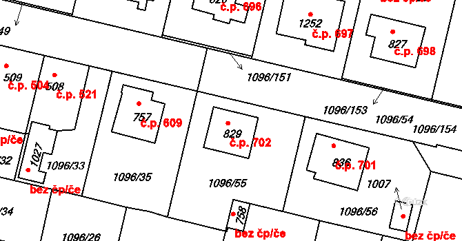 Hluboká nad Vltavou 702 na parcele st. 829 v KÚ Hluboká nad Vltavou, Katastrální mapa