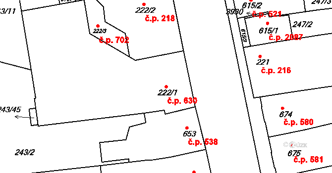 Lysá nad Labem 630 na parcele st. 222/1 v KÚ Lysá nad Labem, Katastrální mapa