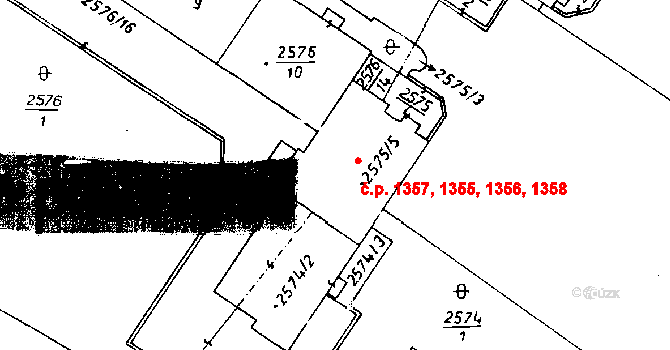 Poděbrady III 1355,1356,1357,1358, Poděbrady na parcele st. 2575/5 v KÚ Poděbrady, Katastrální mapa
