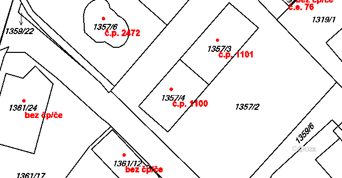 Pelhřimov 1100,1101 na parcele st. 1357/3 v KÚ Pelhřimov, Katastrální mapa
