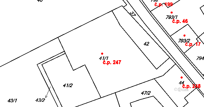 Volyně 247 na parcele st. 41/1 v KÚ Volyně, Katastrální mapa