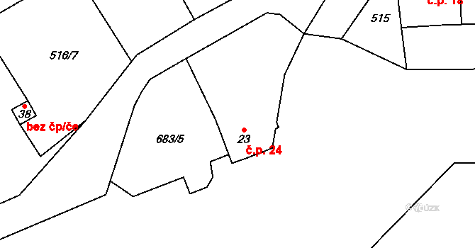Dubová Lhota 24, Janovice nad Úhlavou na parcele st. 23 v KÚ Dubová Lhota, Katastrální mapa