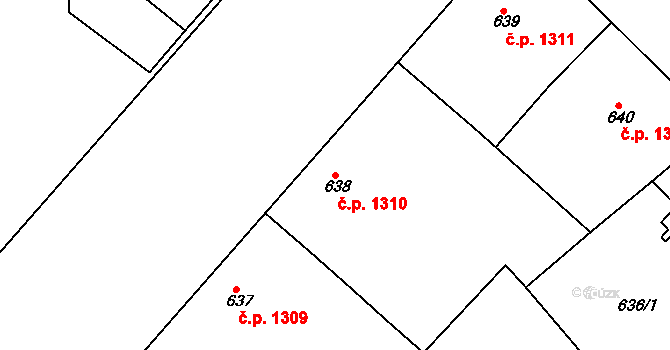 Holešovice 1310, Praha na parcele st. 638 v KÚ Holešovice, Katastrální mapa