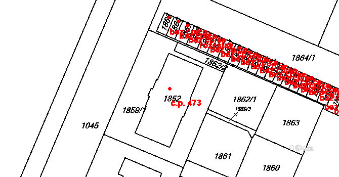 České Budějovice 4 473, České Budějovice na parcele st. 1852 v KÚ České Budějovice 4, Katastrální mapa