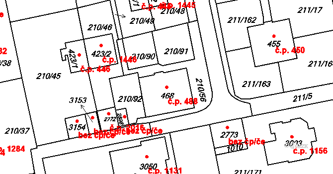 Sezimovo Ústí 488 na parcele st. 468 v KÚ Sezimovo Ústí, Katastrální mapa