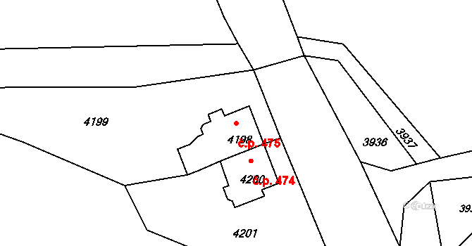 Mimoň VI 475, Mimoň na parcele st. 4198 v KÚ Mimoň, Katastrální mapa