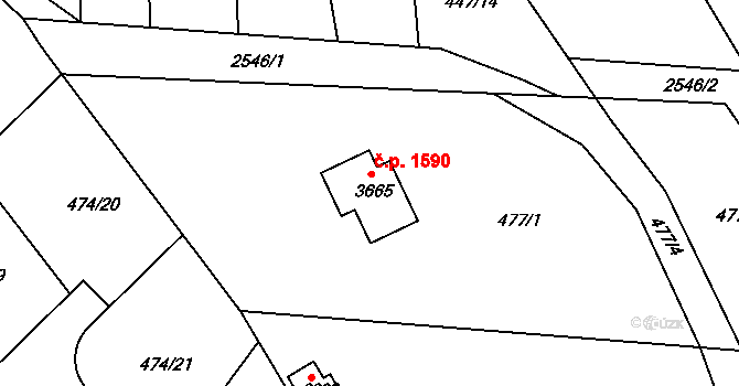 Humpolec 1590 na parcele st. 3665 v KÚ Humpolec, Katastrální mapa