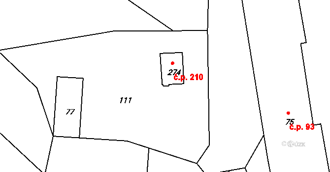Předměřice nad Jizerou 210 na parcele st. 274 v KÚ Předměřice nad Jizerou, Katastrální mapa