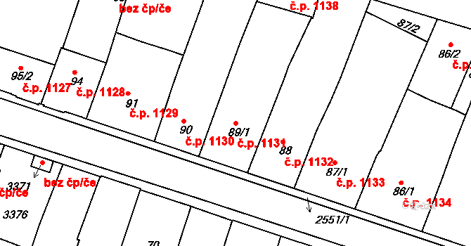 Nový Bydžov 1131 na parcele st. 89/1 v KÚ Nový Bydžov, Katastrální mapa