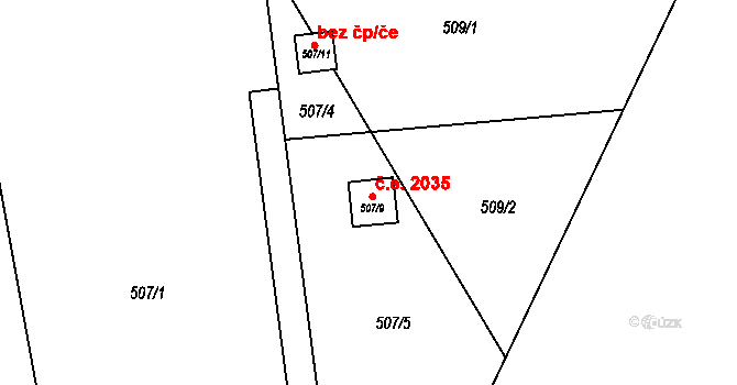 Dolní Těrlicko 2035, Těrlicko na parcele st. 507/9 v KÚ Dolní Těrlicko, Katastrální mapa