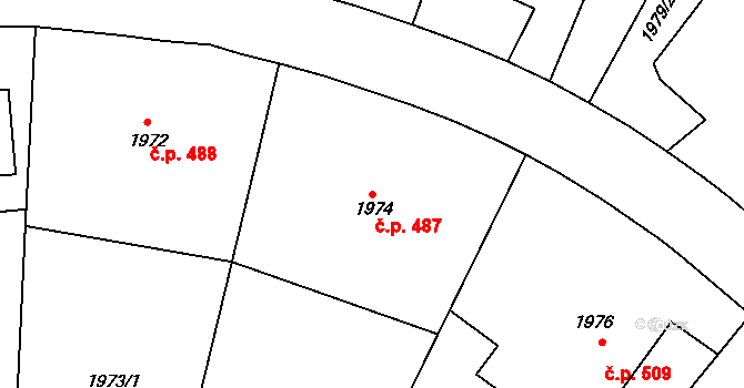 Bystřice nad Pernštejnem 487 na parcele st. 1974 v KÚ Bystřice nad Pernštejnem, Katastrální mapa