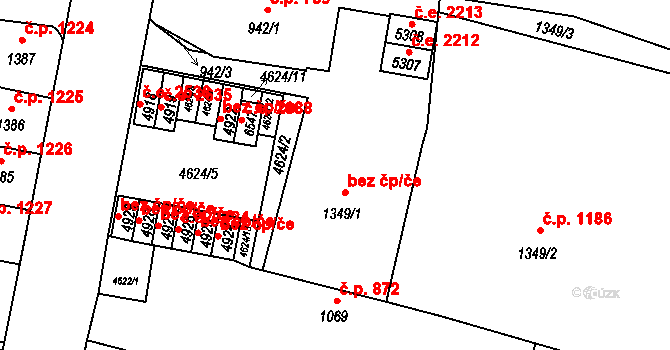 Žatec 40024342 na parcele st. 1349/1 v KÚ Žatec, Katastrální mapa