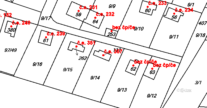 Podhoří 357, Cheb na parcele st. 111 v KÚ Podhoří u Chebu, Katastrální mapa