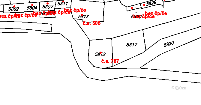 Mikulov 787 na parcele st. 5812 v KÚ Mikulov na Moravě, Katastrální mapa