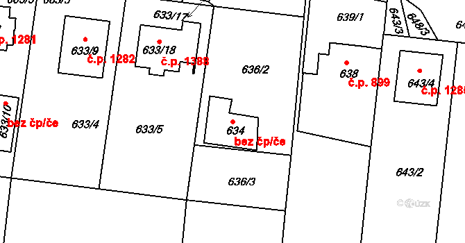 Brumov-Bylnice 43357342 na parcele st. 634 v KÚ Brumov, Katastrální mapa