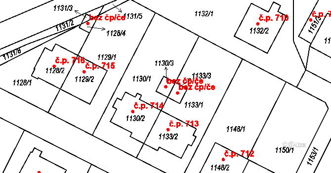 Bystřice nad Pernštejnem 44144342 na parcele st. 1130/3 v KÚ Bystřice nad Pernštejnem, Katastrální mapa