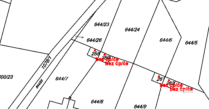 Chlístov 45388342 na parcele st. 259 v KÚ Chlístov u Benešova, Katastrální mapa