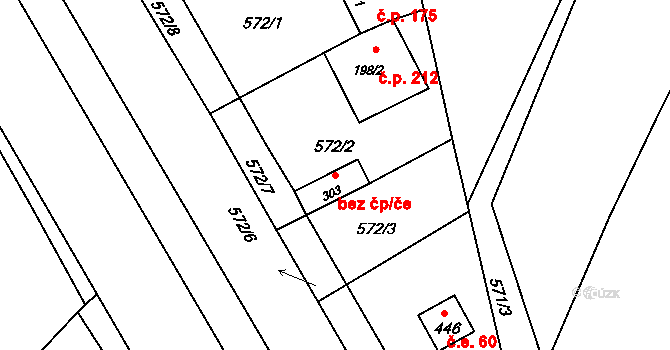 Příchovice 47425342 na parcele st. 303 v KÚ Příchovice u Přeštic, Katastrální mapa