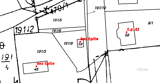 Vodňany 48125342 na parcele st. 59 v KÚ Hvožďany u Vodňan, Katastrální mapa