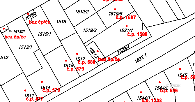 Holešov 48733342 na parcele st. 1521/2 v KÚ Holešov, Katastrální mapa