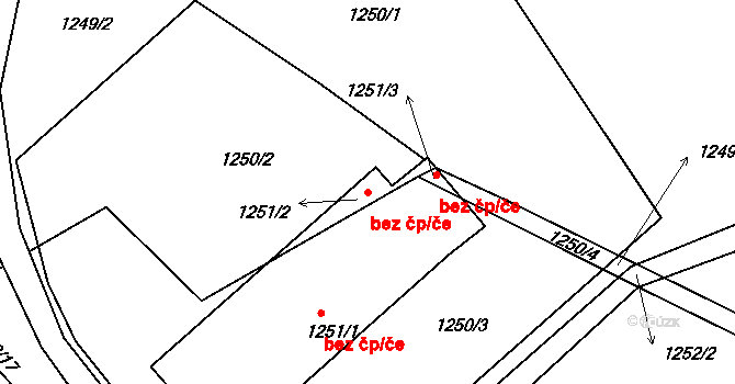 Hostomice 49213342 na parcele st. 1251/2 v KÚ Hostomice pod Brdy, Katastrální mapa