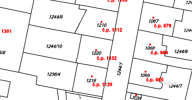 Choceň 1132 na parcele st. 1220 v KÚ Choceň, Katastrální mapa