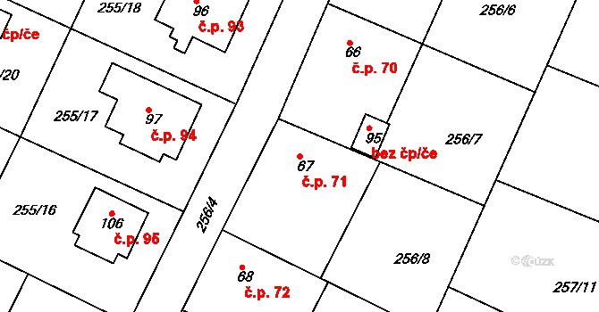Lohenice 71, Přelouč na parcele st. 67 v KÚ Lohenice u Přelouče, Katastrální mapa