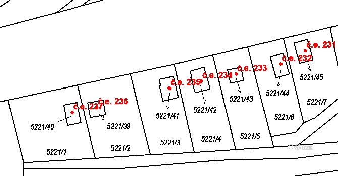 Zábřeh 235 na parcele st. 5221/41 v KÚ Zábřeh na Moravě, Katastrální mapa