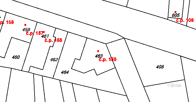 Jestřebí 155, Rájec-Jestřebí na parcele st. 463 v KÚ Jestřebí, Katastrální mapa