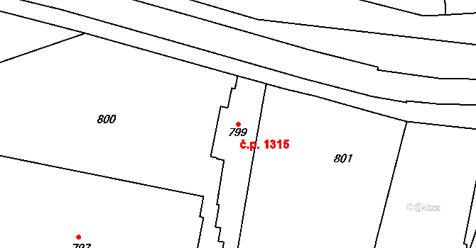 Košíře 1315, Praha na parcele st. 799 v KÚ Košíře, Katastrální mapa