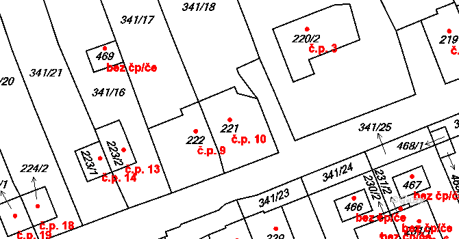 Blažejovice 10, Zbytiny na parcele st. 221 v KÚ Zbytiny, Katastrální mapa