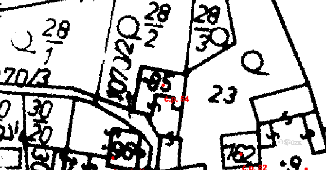 Kraselov 54 na parcele st. 85 v KÚ Kraselov, Katastrální mapa