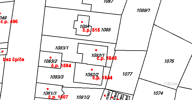České Budějovice 2 1845, České Budějovice na parcele st. 1082/1 v KÚ České Budějovice 2, Katastrální mapa