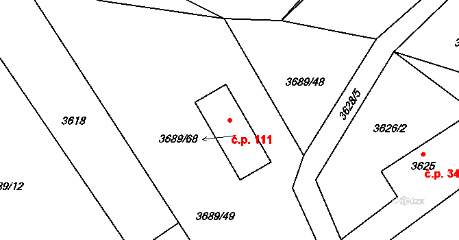 Koudelka 111, Holice na parcele st. 3689/68 v KÚ Holice v Čechách, Katastrální mapa
