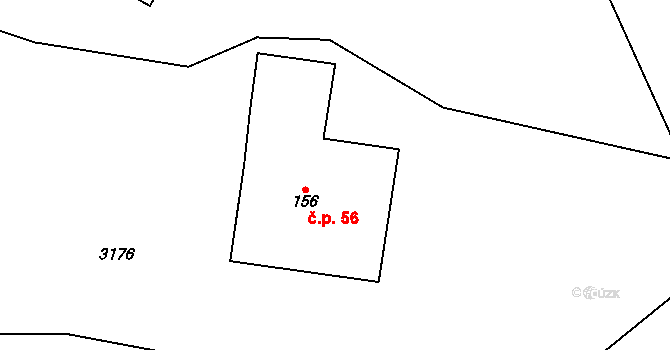 Šediviny 56, Kounov na parcele st. 156 v KÚ Šediviny, Katastrální mapa