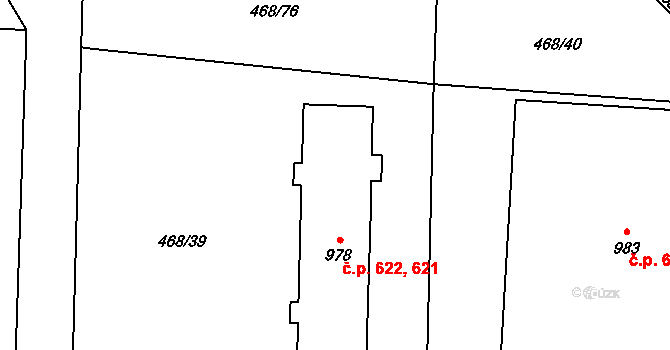 Chotěšov 621,622 na parcele st. 978 v KÚ Chotěšov, Katastrální mapa