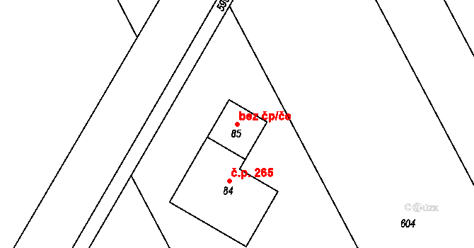 Komárov 108270343 na parcele st. 85 v KÚ Komárov u Mladějovic, Katastrální mapa