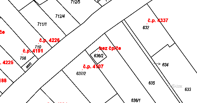 Kyjov 115137343 na parcele st. 636/2 v KÚ Bohuslavice u Kyjova, Katastrální mapa