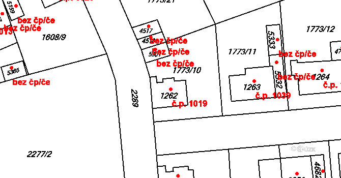 Šumperk 1019 na parcele st. 1262 v KÚ Šumperk, Katastrální mapa