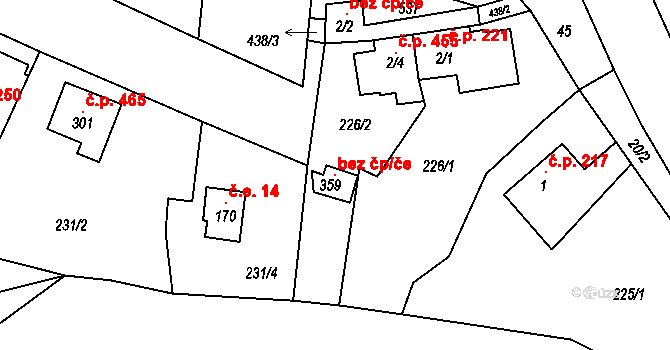 Tuchoměřice 147081343 na parcele st. 359 v KÚ Kněžívka, Katastrální mapa